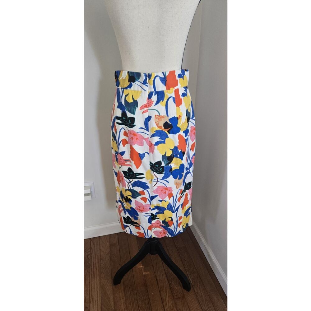 J Crew Sz 6 Morning Floral Pintucked Midi Skirt Abstract Colorful A Line Pencil - Picture 3 of 9